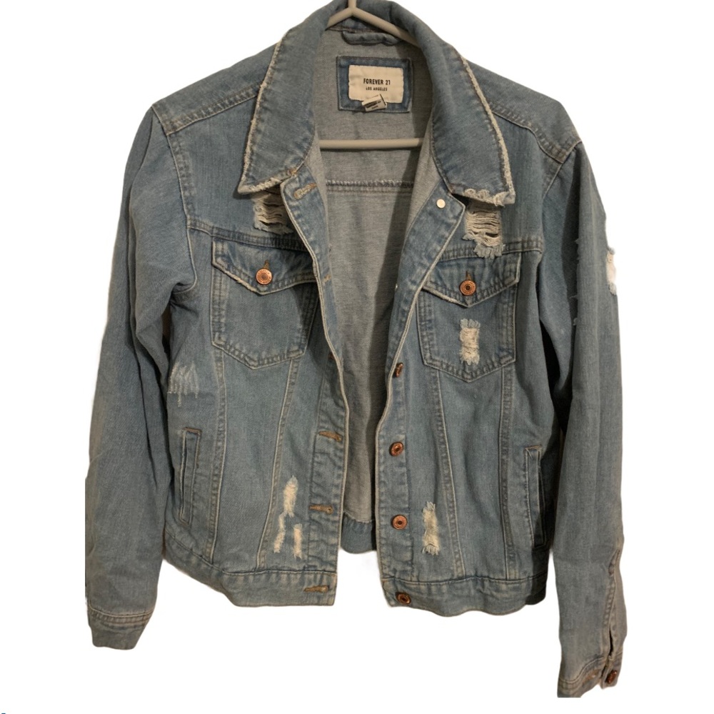 FOREVER 21 lightly distressed Jean Jacket